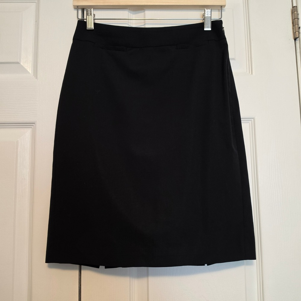 Banana Republic Solid Black Tailored Pencil Skirt Side Zip Petite Size 0P